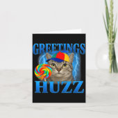 Carte Salutations Huzz Drôle de Chat Mème Conception Pou (Devant)