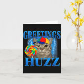 Carte Salutations Huzz Drôle de Chat Mème Conception Pou (Fleur jaune)