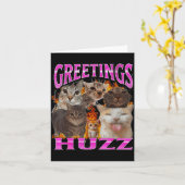 Carte Salutations Huzz Mème de Chat Drôle Contrefaçon Gr (Fleur jaune)