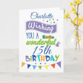 Carte Salutations personnalisées 15e anniversaire (Fleur jaune)