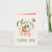 Carte Salutations pour bébé Sage Peach En vichy MERCI CA (Devant)