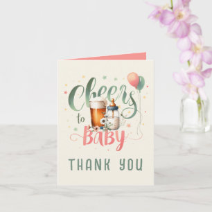 Carte Salutations pour bébé Sage Peach En vichy MERCI CA