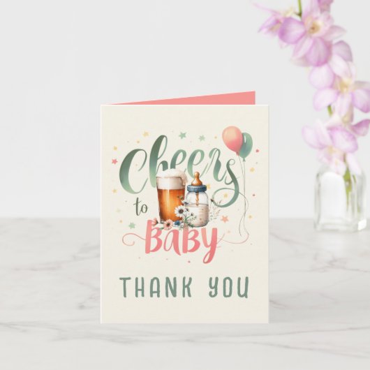 Carte Salutations pour bébé Sage Peach En vichy MERCI CA (Orchidée)
