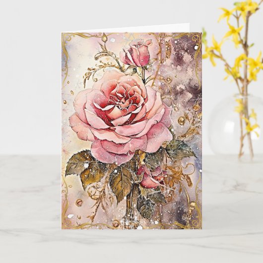 Carte Salutations radiantes dorées (Fleur jaune)