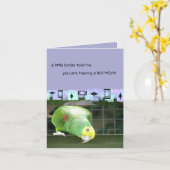 Carte Salutations vertes d'anniversaire de perroquet (Fleur jaune)