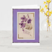 Carte Salutations victoriennes d'anniversaire de pensée (Fleur jaune)