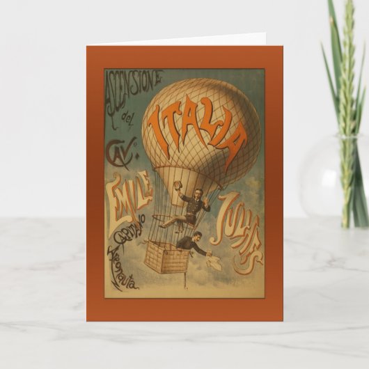 Carte Salutations vintage Italia Hot Air Balloon (Devant)