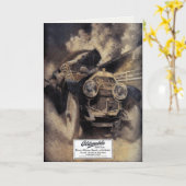 Carte Salutations vintages Avec Vieille Voiture (Fleur jaune)