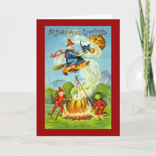 Carte Salutations vintages de Witchy Halloween