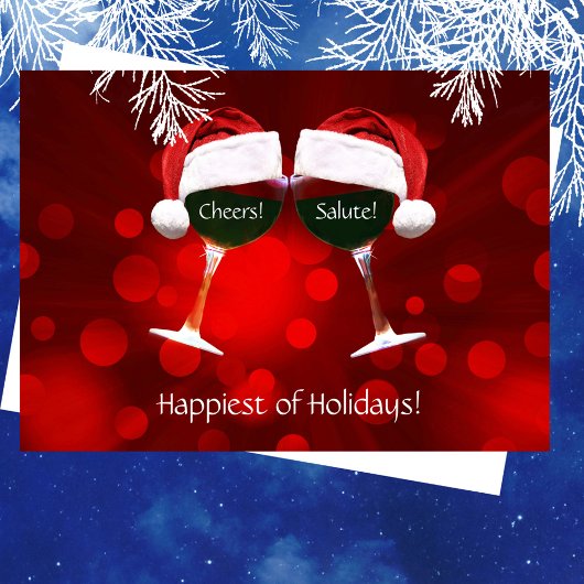 Carte Salute de vin Cheers Happest of Holidays Card