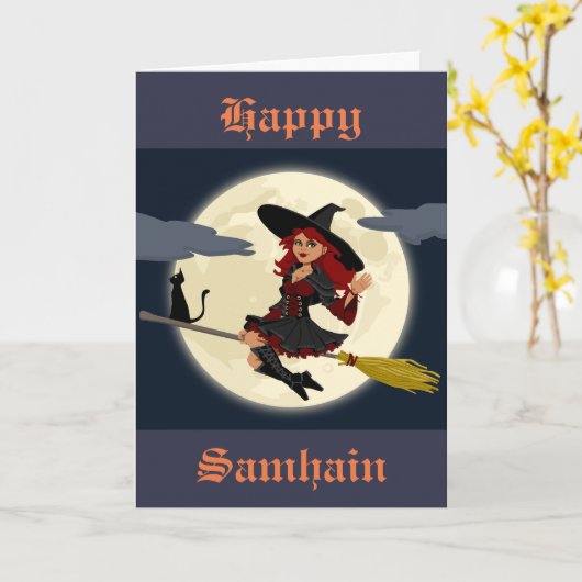 Carte Samhain card - vole sorcière (Fleur jaune)