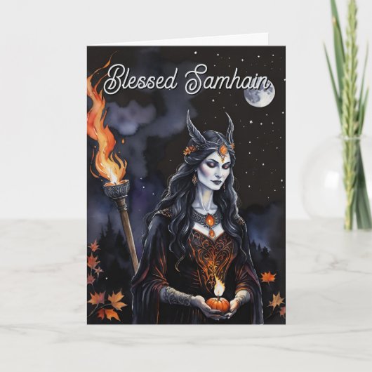 Carte Samhain Pagan Sorcière Béni Halloween Nuit D'Autom (Devant)