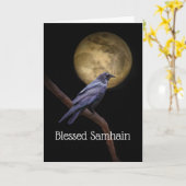 Carte Samhain Raven Crow et Moon Poem (Fleur jaune)