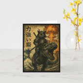 Carte Samouraï Chat Noir Dinosaure Vague de Mer (Fleur jaune)