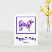 Carte Samoyé Chien Silhouette mou pourpre PY&B (Fleur jaune)