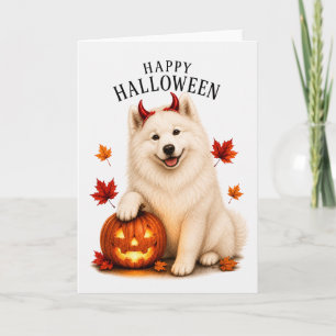 Carte Samoyed Chien Diable d'Halloween