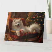 Carte Samoyed Chien Festive de Noël (Devant)