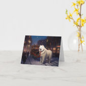 Carte Samoyed Christmas Festive Saison (Fleur jaune)