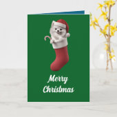 Carte Samoyed Christmas Stocking (Fleur jaune)