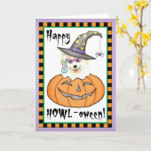 Carte Samoyed de Halloween (Fleur jaune)