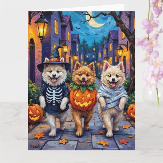 Carte Samoyed Dogs Trick-or-Treating Halloween Costumes (Orchidée)