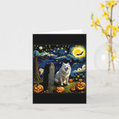Carte Samoyède d'Halloween effrayant Nuit étoilée (Fleur jaune)