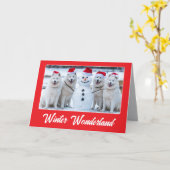Carte Samoyeds et Snowman (Fleur jaune)