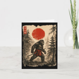 Carte Samurai Bigfoot japonais Vintage Sasquatch Ukiyo-e