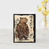 Carte Samurai Capybara Japanese Art Vintage Graphic Funn (Fleur jaune)