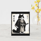 Carte Samurai Cat Vintage Warrior Japanese Anime (Fleur jaune)