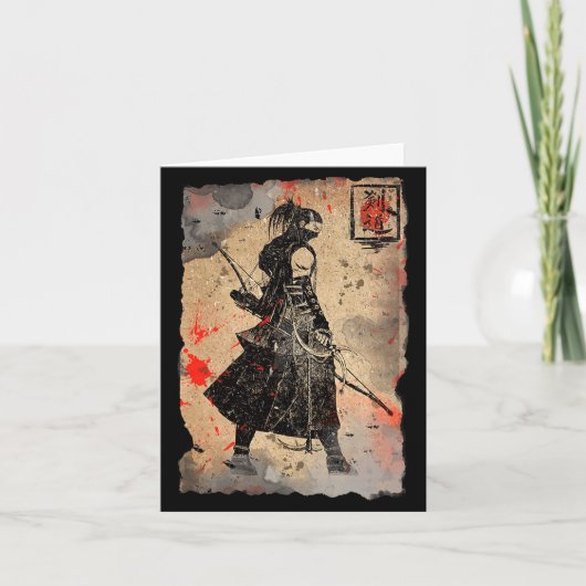 Carte Samurai Japanese Retro Art Print Bushido Premium T (Devant)