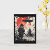Carte Samurai Ninja Chat Warrior Sumi-e Ufo Ukiyo-e Sci  (Fleur jaune)
