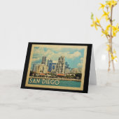Carte San Diego Skyline California Vintage voyage (Fleur jaune)