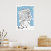 Carte San Francisco Poster - California White Map (Cuisine)