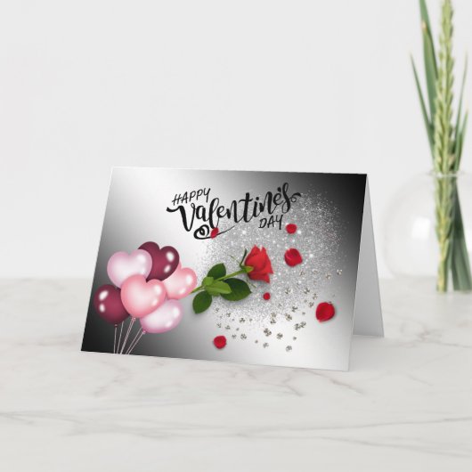 Carte San Valentín con purpurina y rosas (Devant)