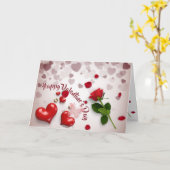 Carte San Valentín con rosa y corazones (Fleur jaune)