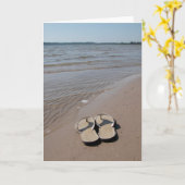 Carte Sandales sur la plage (Fleur jaune)