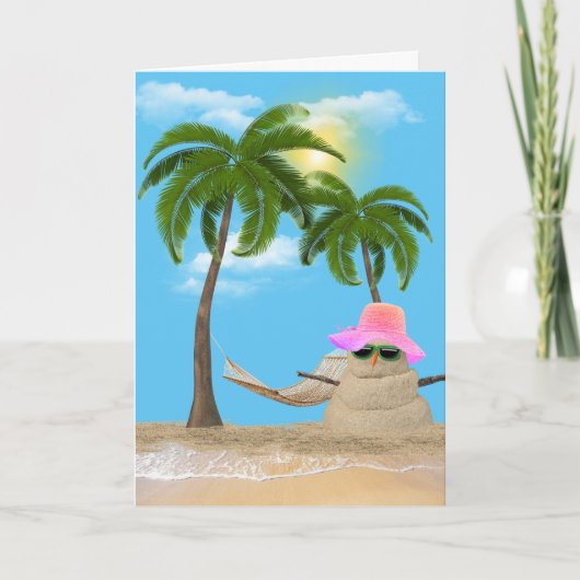 Carte Sandman Tropical D'Anniversaire Avec Palmes (Devant)