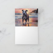Carte Sandy American Staffordshire Dog on Beach Sunset (Intérieur)