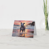 Carte Sandy American Staffordshire Dog on Beach Sunset (Devant)