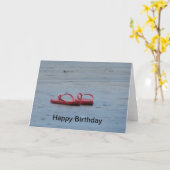Carte Sandy Beach & Flip Flops Voeux Anniversaire (Fleur jaune)