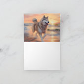 Carte Sandy Paws Alaskan Malamute Chien sur le coucher d (Intérieur)