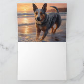 Carte Sandy Paws Australian Cattle Dog on Beach Sunset (Intérieur)