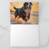 Carte Sandy Paws Bernese Mountain Dog on Beach Sunset (Intérieur)
