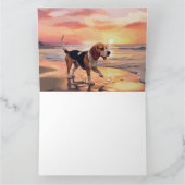 Carte Sandy Paws Chien Beagle sur le coucher du soleil d (Intérieur)