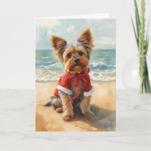 Sandy Paws & Christmas Cheer - Yorkie à la plage