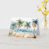 Carte Sandy Watercolor Plage tropicale, Palmiers (Fleur jaune)