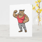 Carte Sanglier Bodybuilder Musculation Muscles (Fleur jaune)