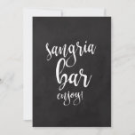 Carte Sangria Bar Mariage abordable Chalkboard<br><div class="desc">Un élégant panneau mariage de pointe, avec le texte "Sangria bar savourez" dans une police de script extroversée, la texture de la brosse ajoute une sensation spontanée et ludique. La couleur arrière - plan peut être personnalisée selon vos besoins et préférences, s'il vous plaît contactez-moi si vous avez une demande...</div>