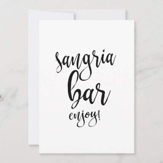 Carte Sangria Bar Mariage de calligraphie abordable (Devant)